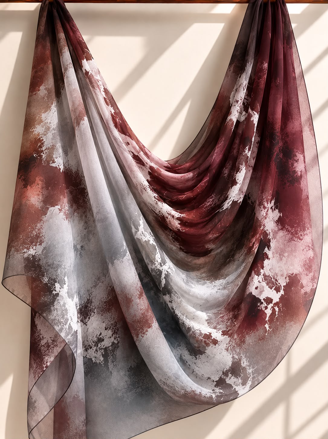 Burgundy Mist – Printed Square Chiffon Georgette Hijab