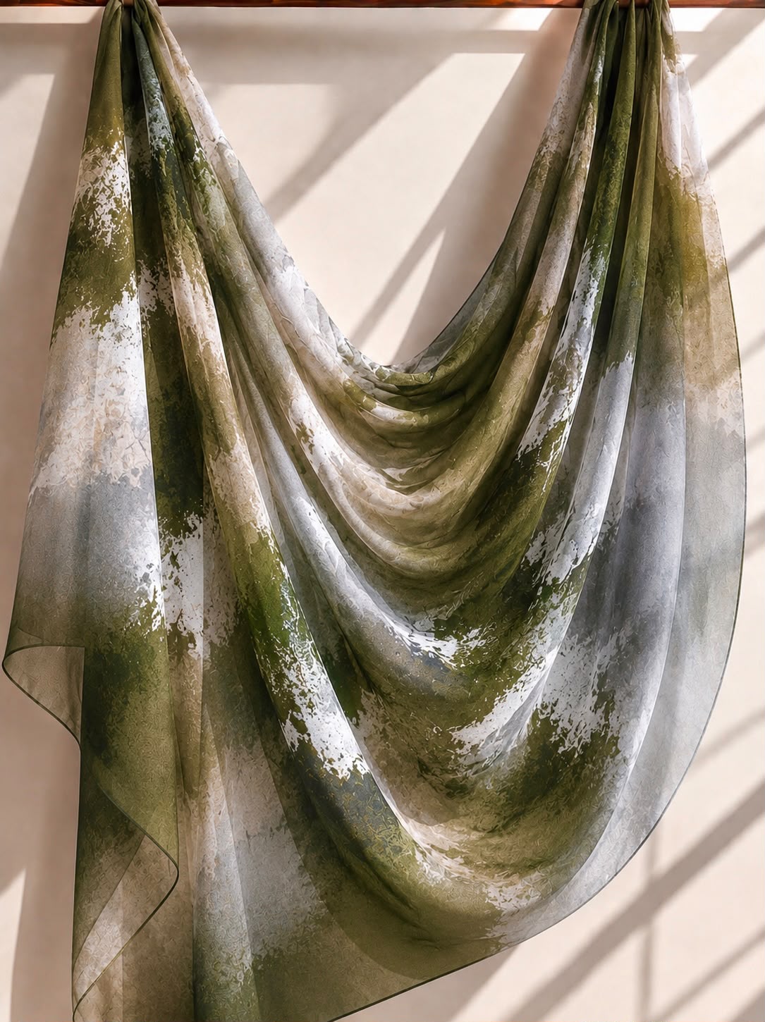 Olive Mist – Printed Square Chiffon Georgette Hijab